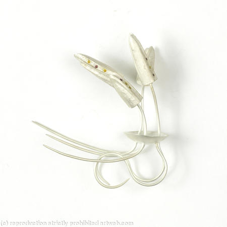 silver, mustard and purple double pin ring