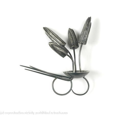 oxidised silver double pin ring