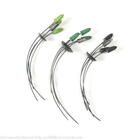 lime, green and deep purple oxidised silver pins