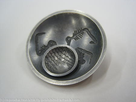 oxidised silver spider brooch