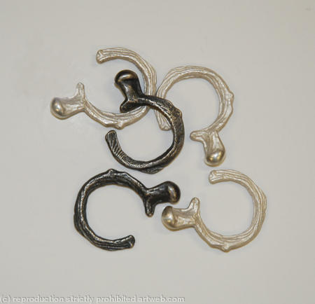 silver and oxidised silver cuttlefish rings