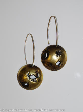 earth from air brass and silver dome earrings (large)