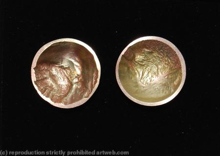 earth from air brass and silver dish stud earrings