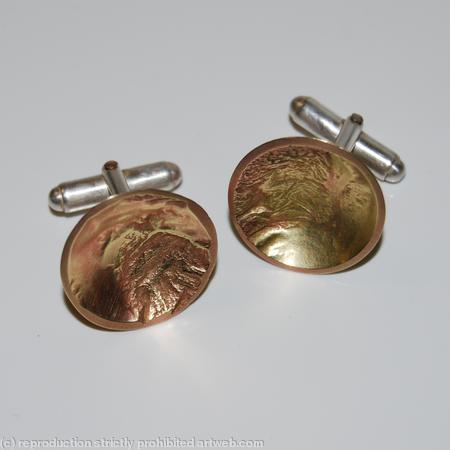 earth from air brass and silver dish cufflinks