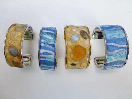 Textile embroidered quilted silk bracelets