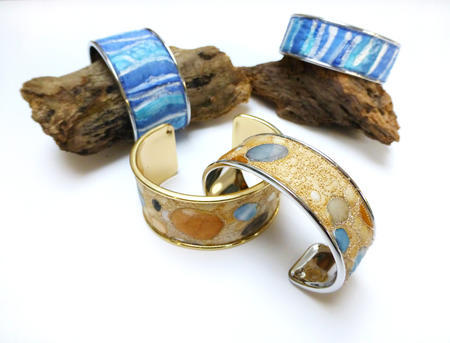 Quilted embroidered bracelets by Diane Rogers