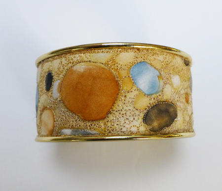 Hand painted Beach embroidered wide Bracelet