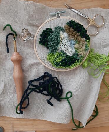 Work in progress with punch needle 