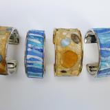 Textile embroidered quilted silk bracelets