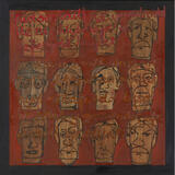 Twelve Heads With Script / Deuddeg Pen Ac Ysgrifen