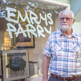 Emrys Parry outside Mandells Exhibition
