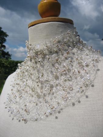 Silver Collar with fresh water pearls and crystals