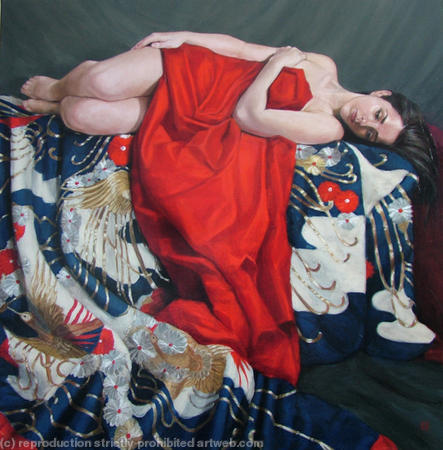 Recline on Blue Uchikake Kimono II