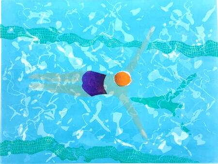 Breaststroke through the Pool (mauve)  limited edition print 