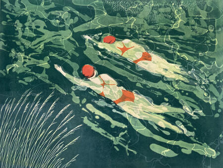 Two go Wild Again. Original Linocut 