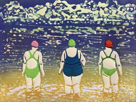 On the Way . original Linocut