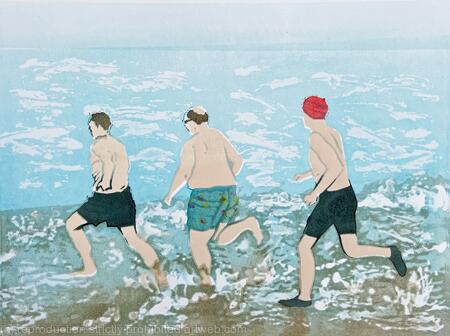 Run to the Sea. original Linocut 