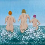 Skinny Dippers original Linocut