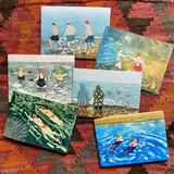 6 Greetings cards - Swimming