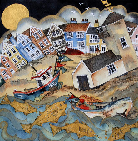  the dancing fish came to shore to see boats stranded as folk slept, Aldeburgh