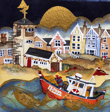 with a boat full of presents he made for home, Aldeburgh