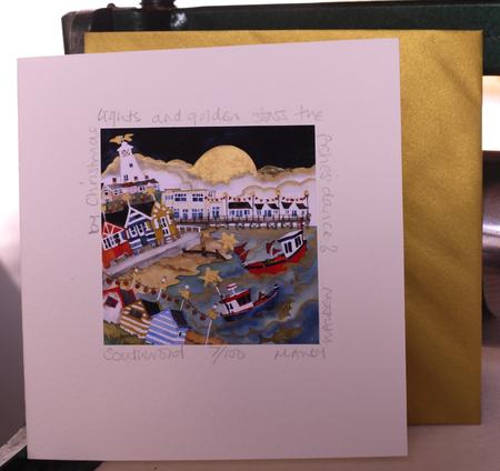 detail with gold envelope