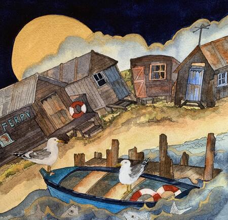 PRINT waiting for the ferry, Walberswick