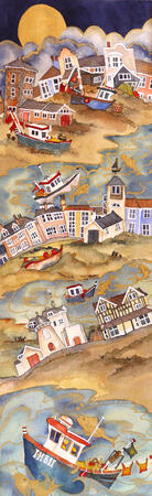 past old mill and lookout to find a golden moon shining bright,Aldeburgh