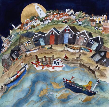 time to seek shelter with the rising moon,Southwold harbour