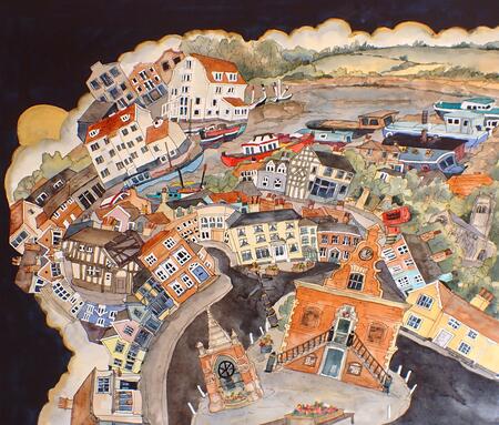  down winding streets to find old mill and barges old,Woodbridge