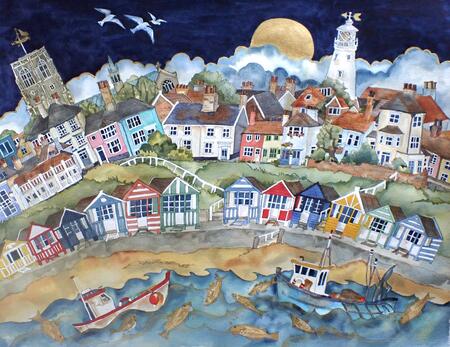 by bright cottage and towers two the chase begins, Southwold