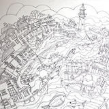 the initial ink drawing for Mevagissey