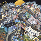   with golden moon came the quiet of now deserted streets,Bungay