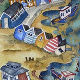 they sailed the shore past old timbers and candy stripe huts then took to the seas under a golden moon, Southwold