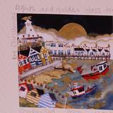 detail showing title/edition/signature in pencil and gold hand painting