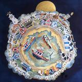 they sailed the sea with the dancing fish past bright coloured huts and towers proud ,Southwold