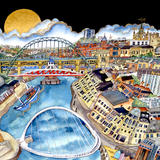with a rising moon came the tide past bridges old and new,Newcastle upon Tyne
