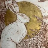 golden Summer's eve saw hare and swallow by willow herb and daisy