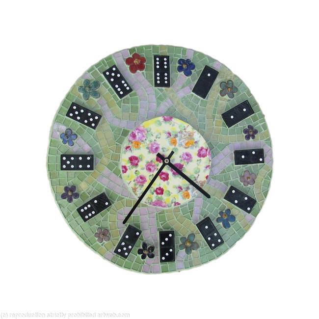 Pink and Green Domino Clock