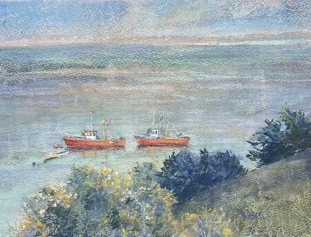 Two fishing boats on the River Dee, Flintshire