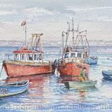 Two Red Fishing Boats Moored, Flintshire