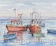 Two Red Fishing Boats Moored, Flintshire