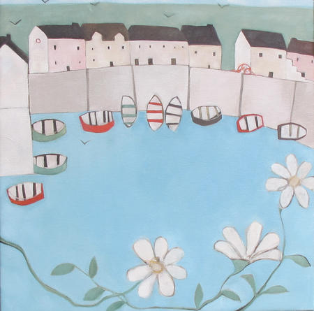 Daisies Over a Cornish Bay