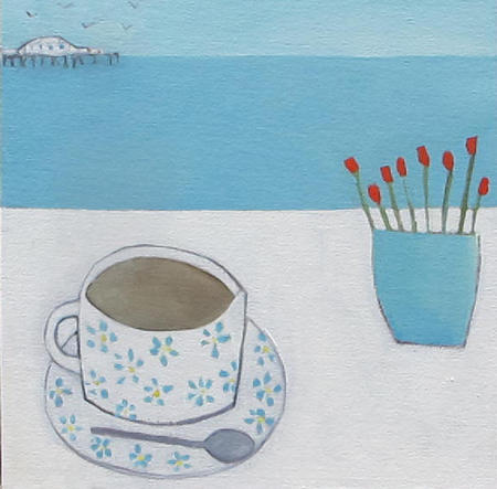 Red Flowers by the Pier