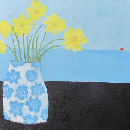 Yellow Daisies by  the sea