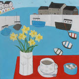 Tea and Daffs at the cafe, Lyme Regis