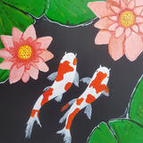 2 Koi and 2 lilies 