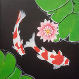 2 Koi and 1 lily