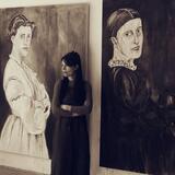 Paintings of Charlotte Perkins- Gilman in my studio April 2017