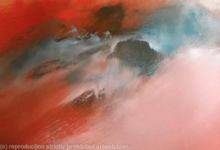 Abstract Skyscape Turquoise and cadmium red